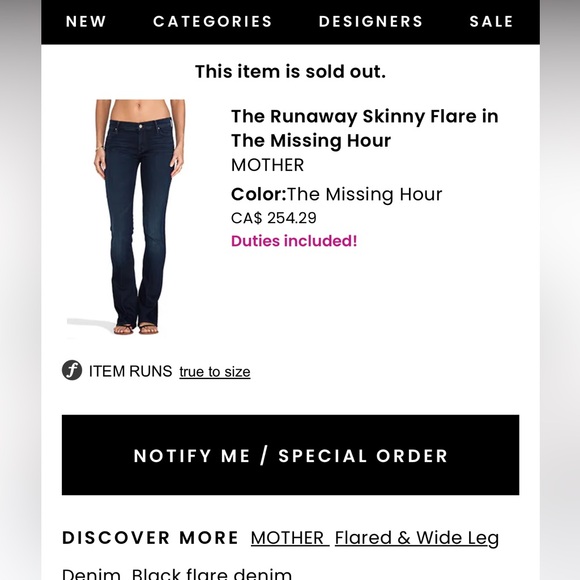 Mother Runaway Skinny Flair Jeans in The Missing Hour - Picture 6 of 6
